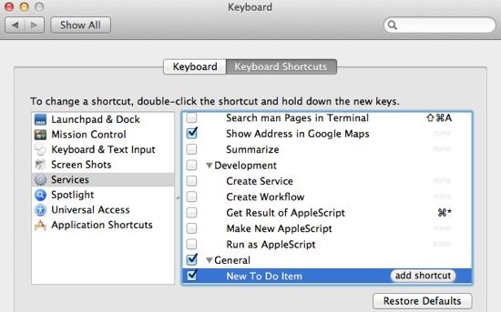 swinsian add keyboard shortcut