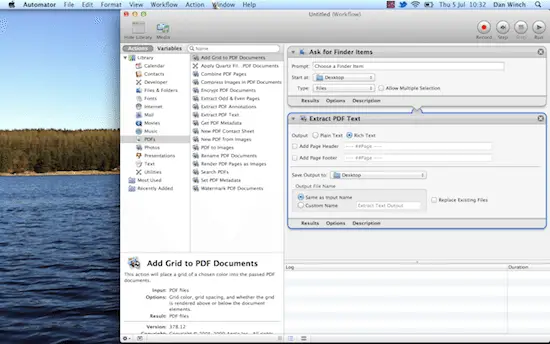 Automator action convert word to pdf