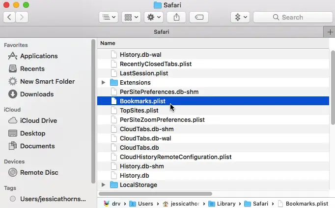 copy bookmarks from safari to another computer